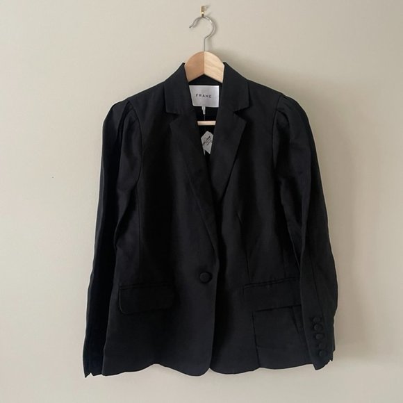 Frame | Black Single Button Pleat Blazer - Size 4 NWT - Picture 2 of 15